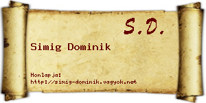 Simig Dominik névjegykártya